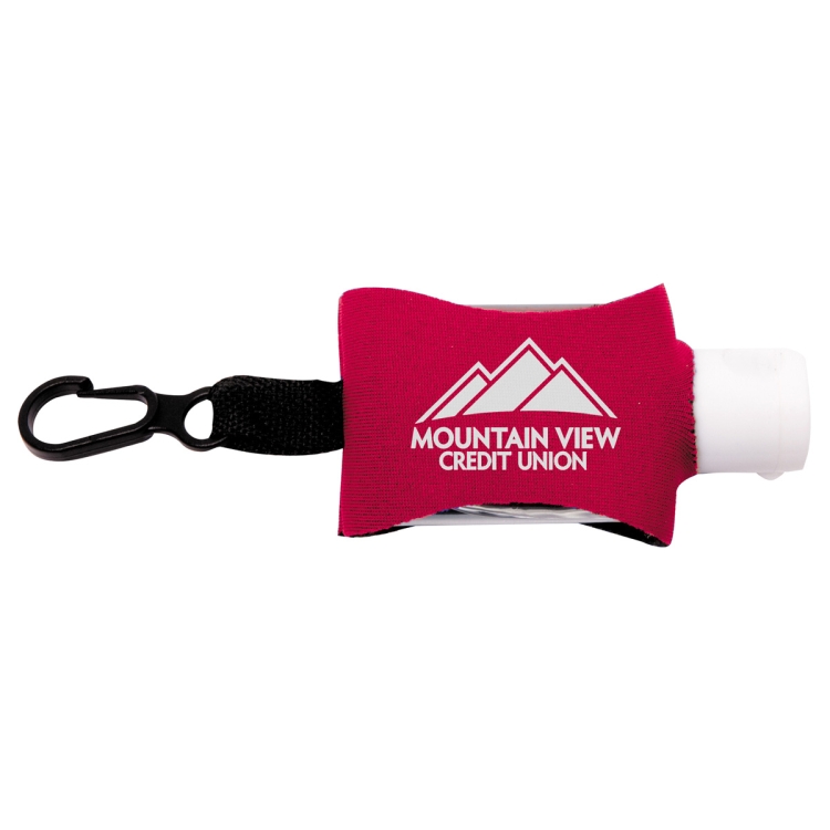 "SanPal Sleeve" .5 oz Hand Sanitizer Antibacterial Gel in Clip-On Neoprene Sleeve Cover 14