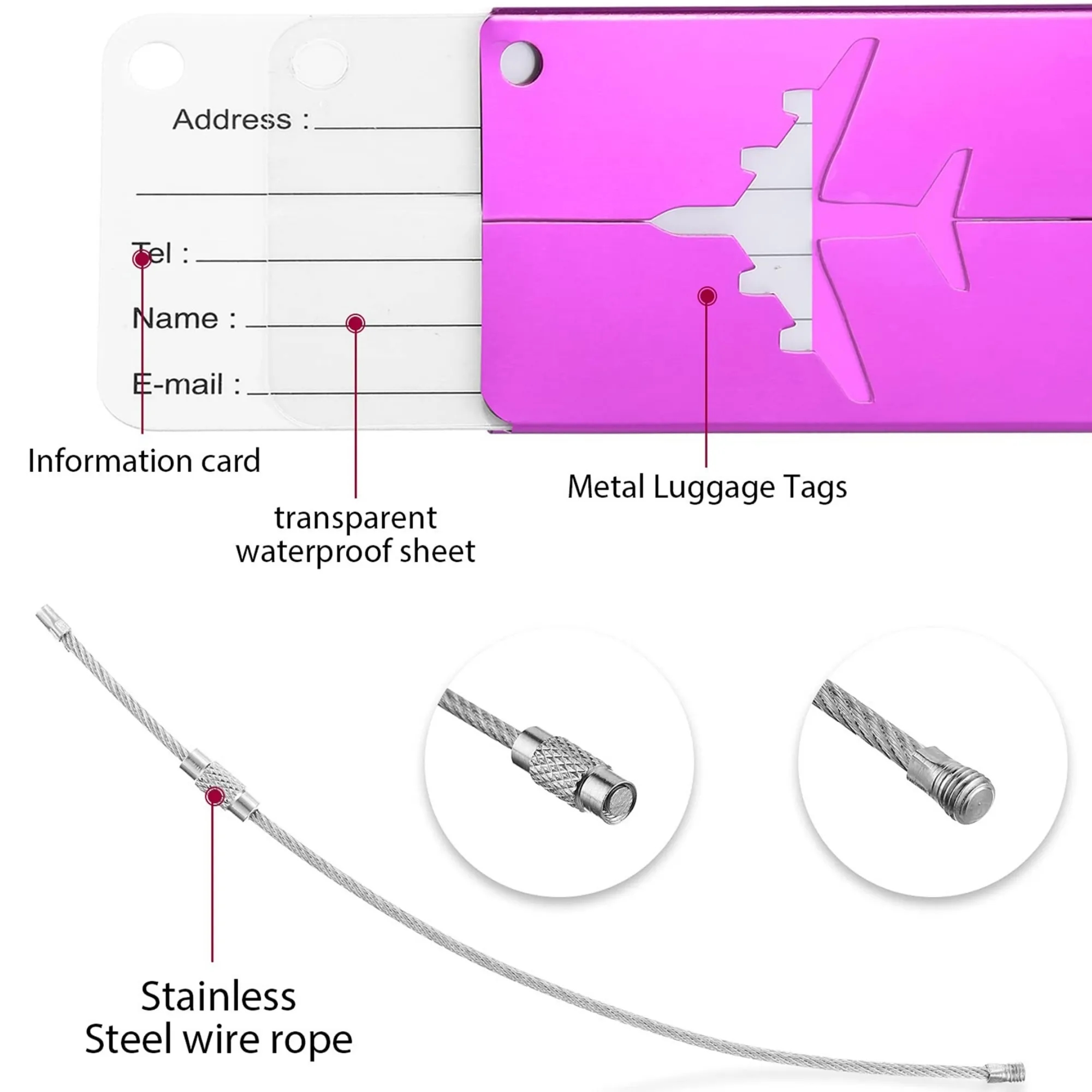Airplane Aluminum Luggage Tag 3