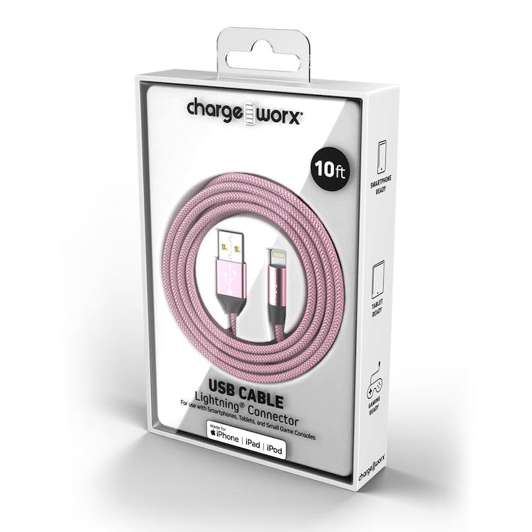 10' Lightning USB Cables - Light Pink 1