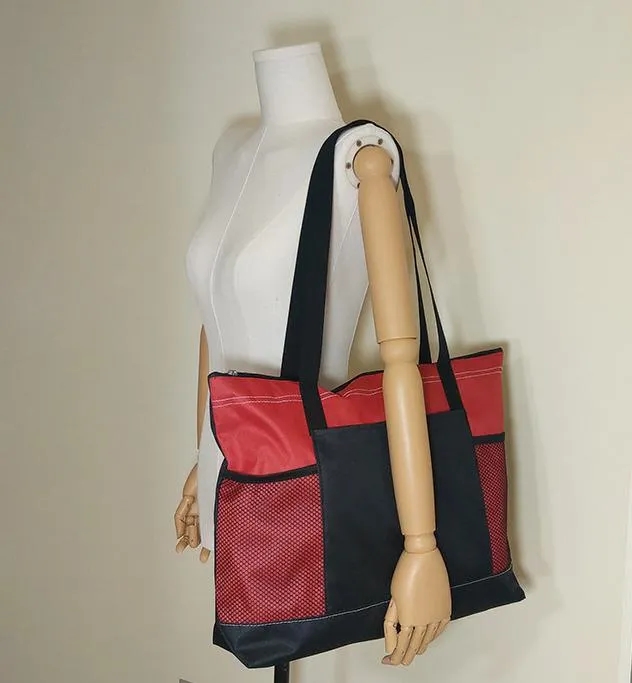 Oxford Tote Bag With Two Mesh Pockets, custom tote bag with logo imprint 5
