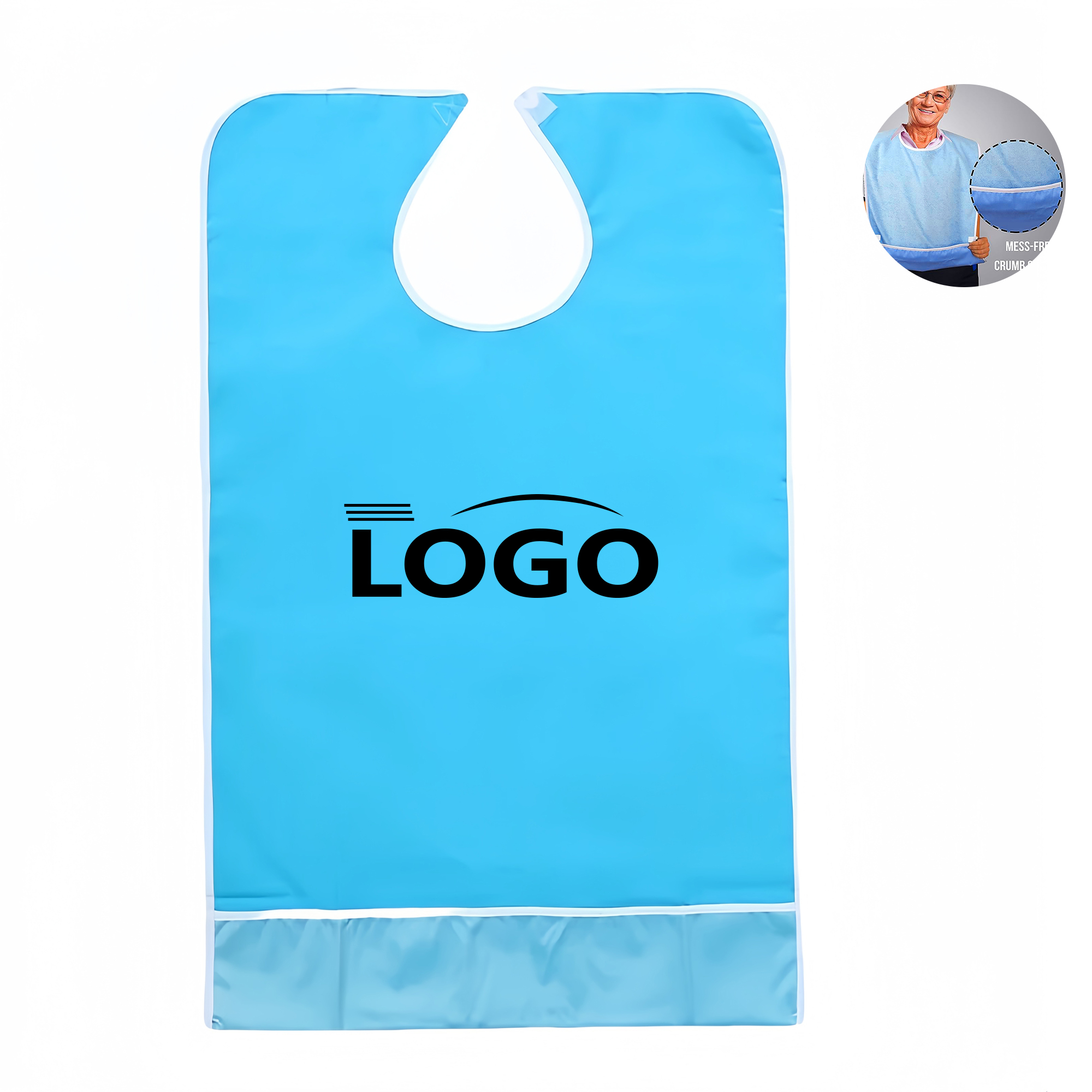 Waterproof Adjustable Adult Bib with Pocket 1