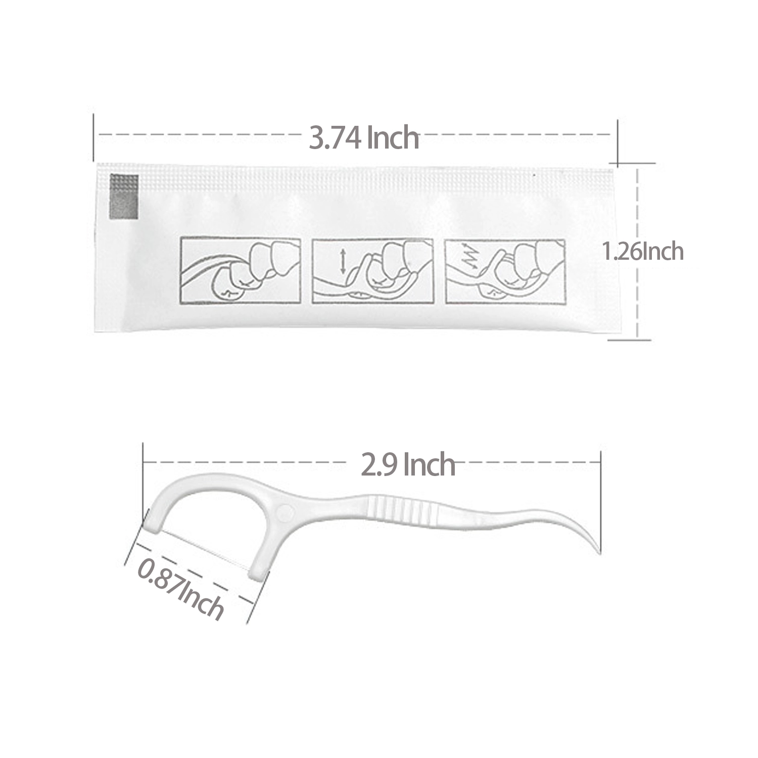 White Individually Packaged Dental Floss Sticks 3