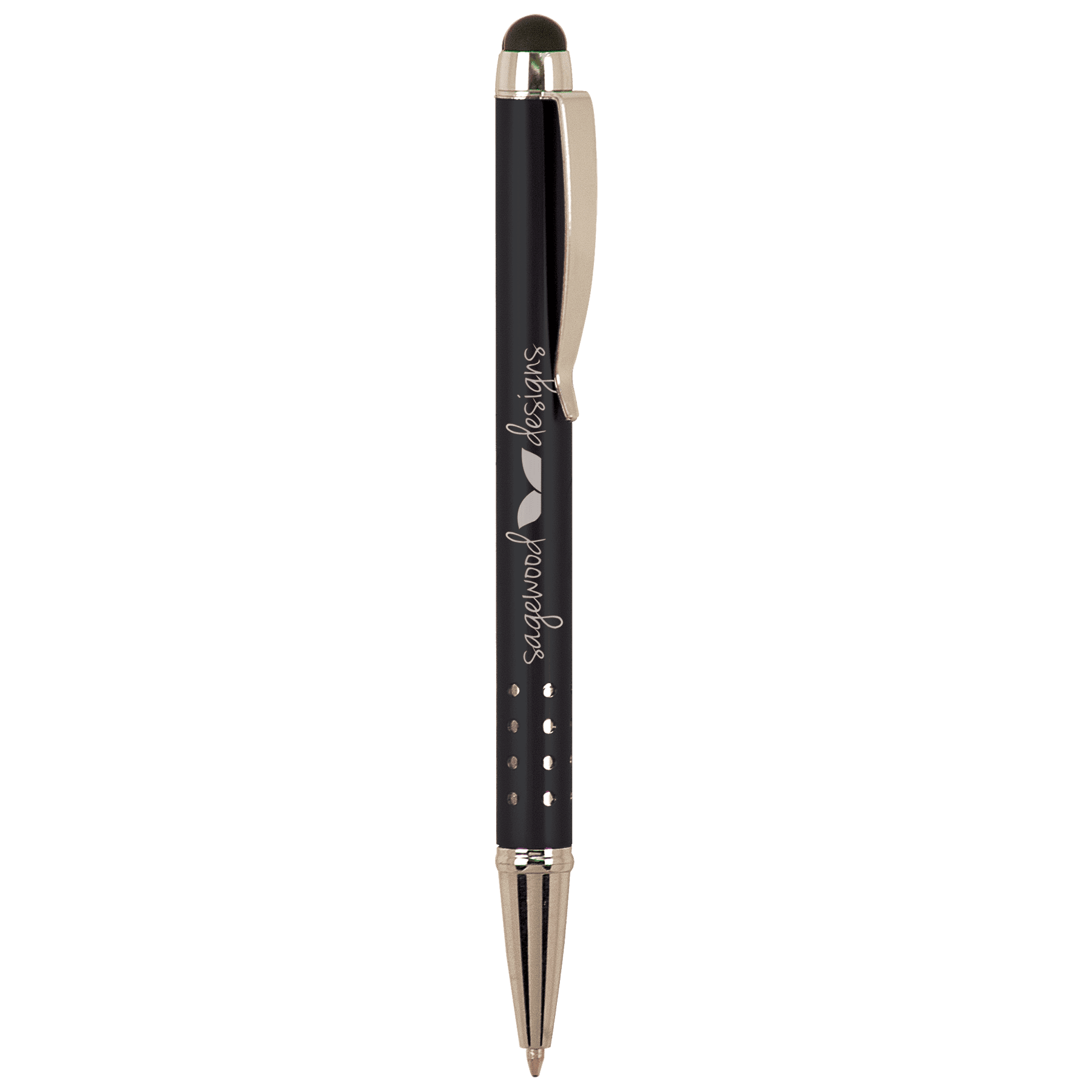 Black with Silver Trim Pen with Stylus 2