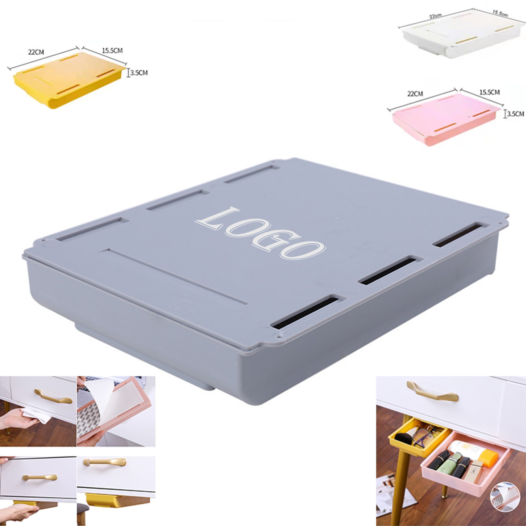 Under-Desk Hidden Pull-Out Storage Box