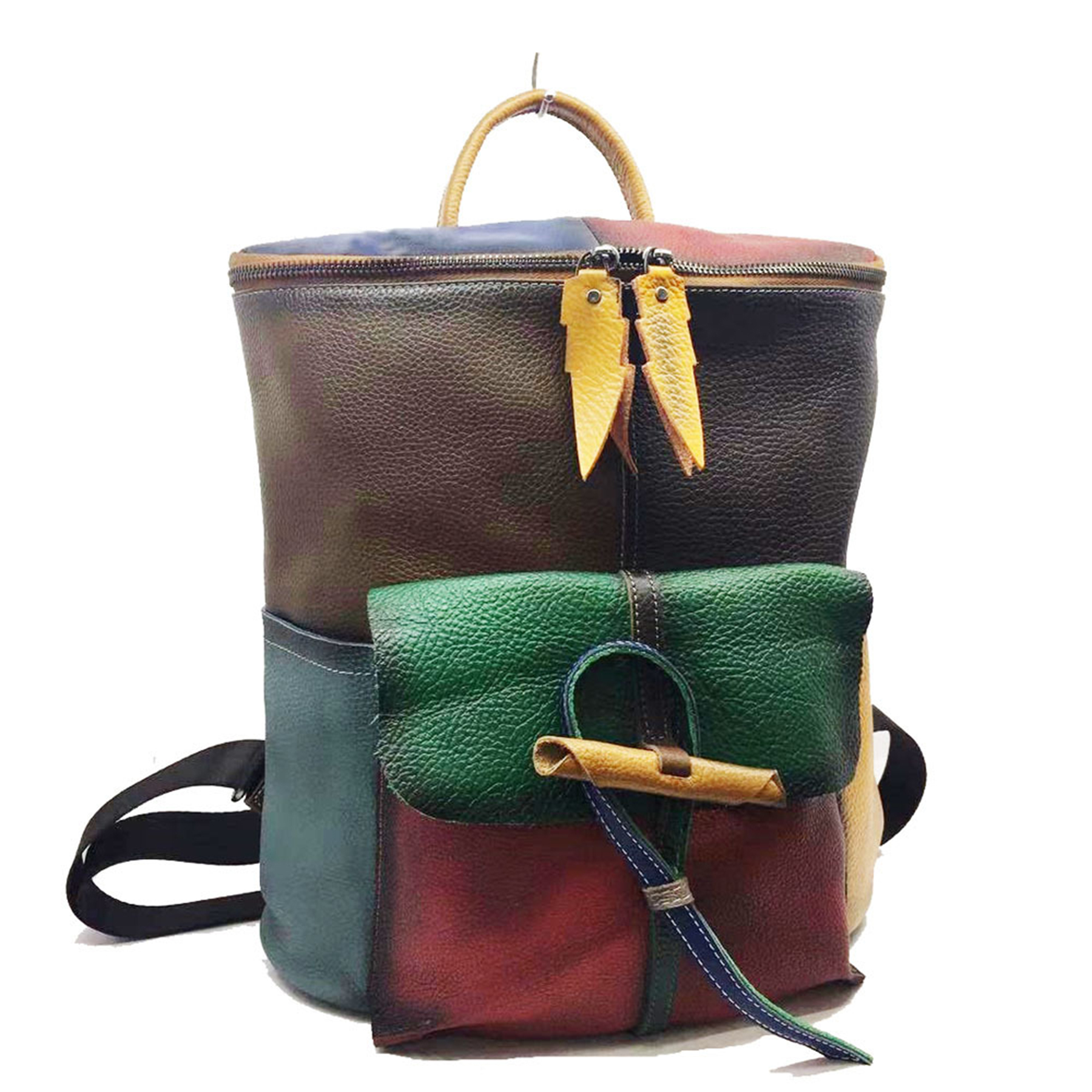 Genuine Leather Vintage contrast backpack 6