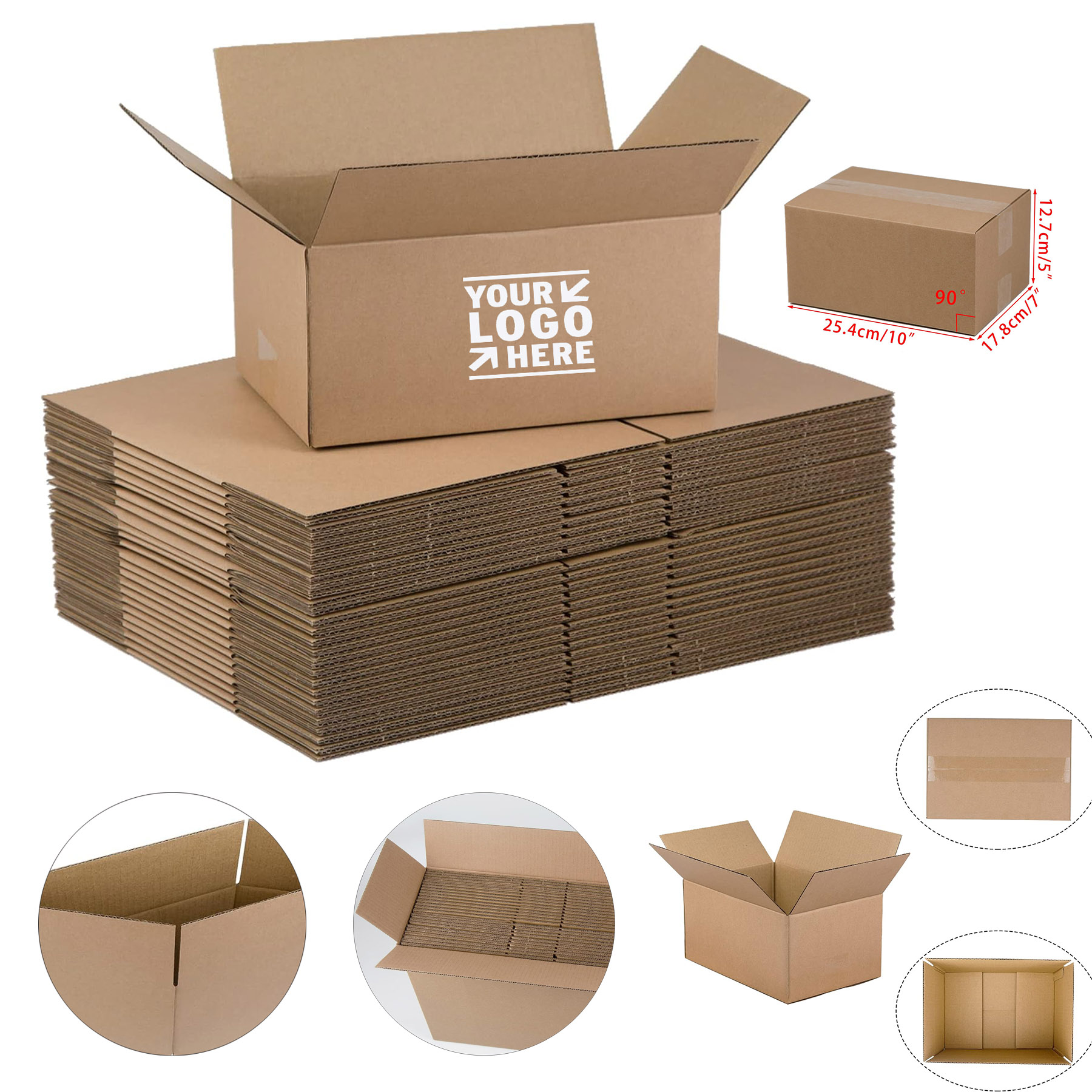 Bussiness 10x7x5 Inches Corrugated Cardboard Crush Resistant Packing Shipping Box 2