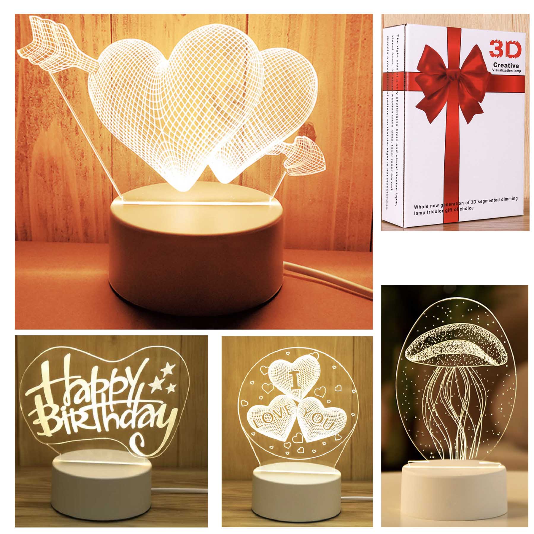 Custom 3D LED USB Night Light Table Desk Lamp 2