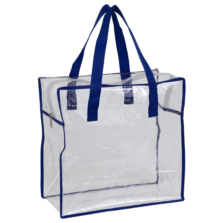 12"W x 12"H x 6"Gusset – "ARETE" Clear Vinyl Stadium Compliant Tote Bag with Zipper 18