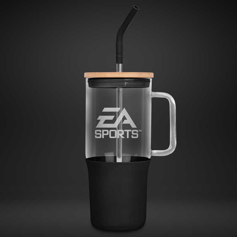 32oz. Glass Tumbler with Handle and Straw 9
