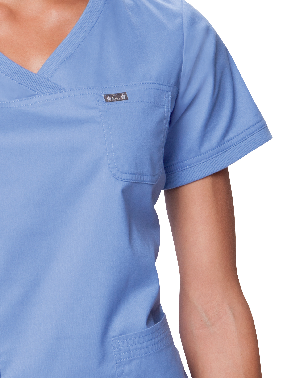 koi - Classics - Women's Three-Pocket Soft Rib Trim V-Neck Nicole Top 18