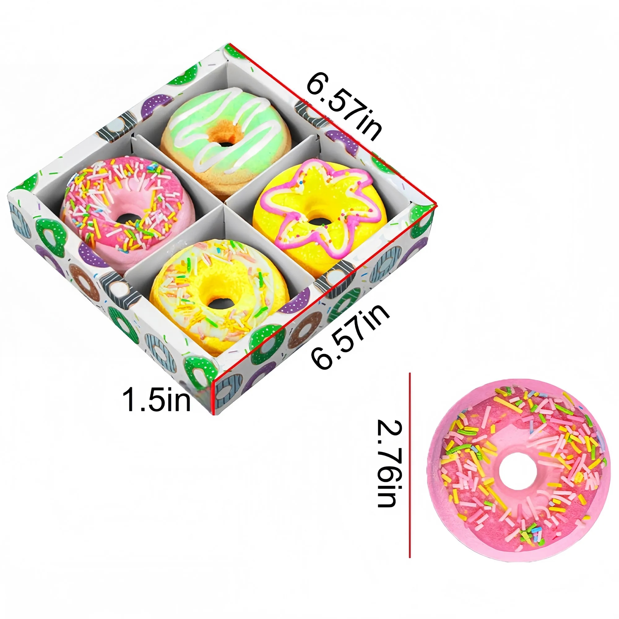 Colorful Donut Shaped Bath Bomb Gift Set Four Pack 5
