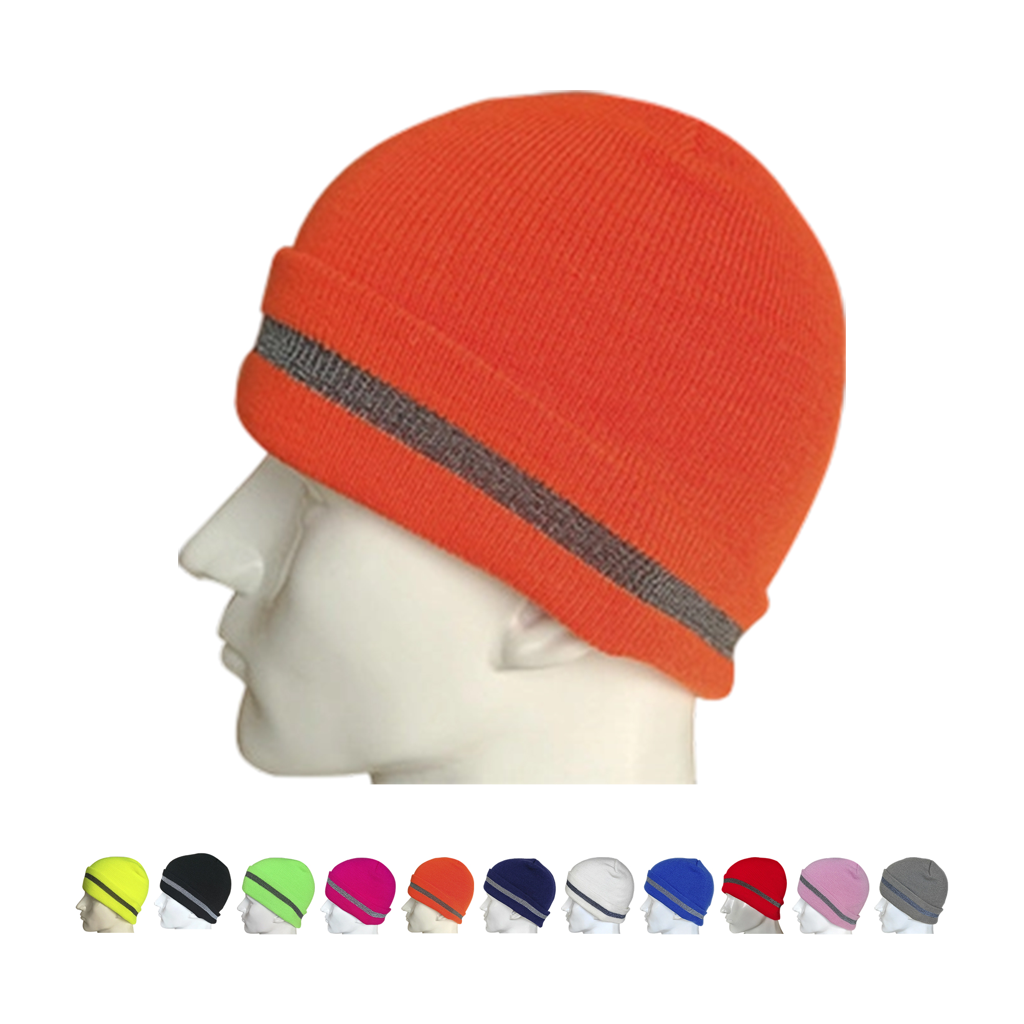 Reflective Knit Beanie With Woven Label 7" x 11" 6