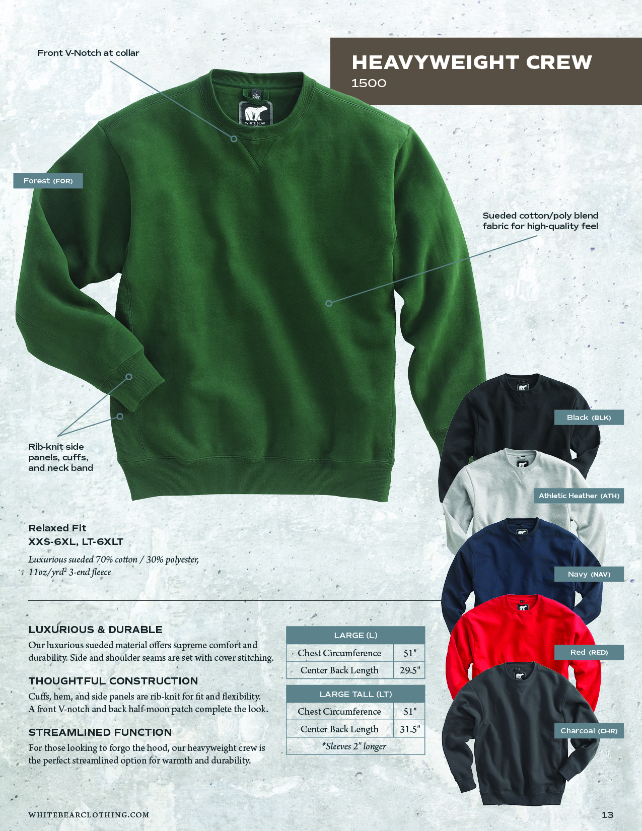 White Bear® Heavyweight Crew Neck Sweatshirt 3