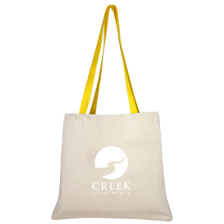 Flat Cotton Tote, with Poly Handles, Nylon Liner, custom tote bag with logo imprint 7