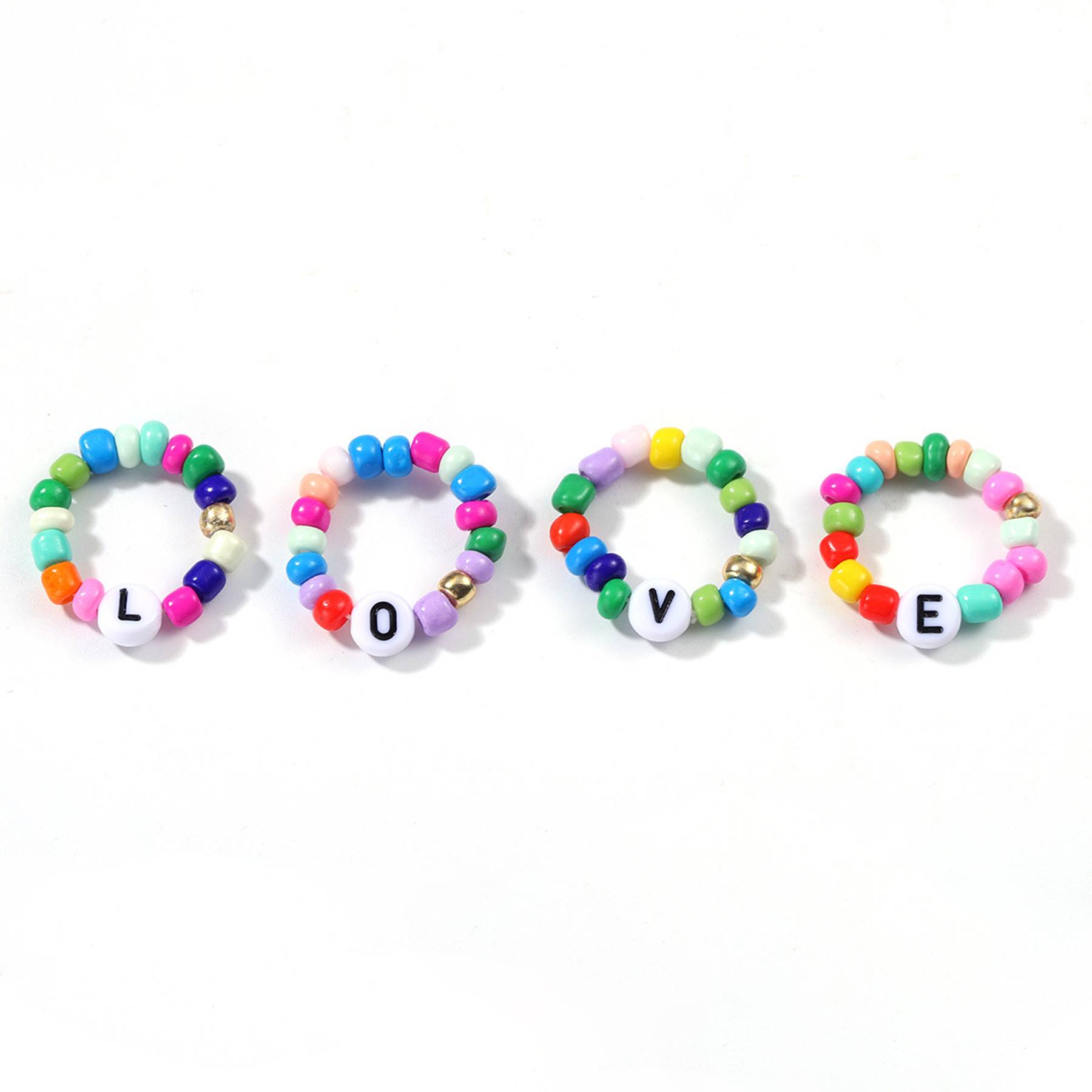 Plastic Stylish stretch beaded rings 3