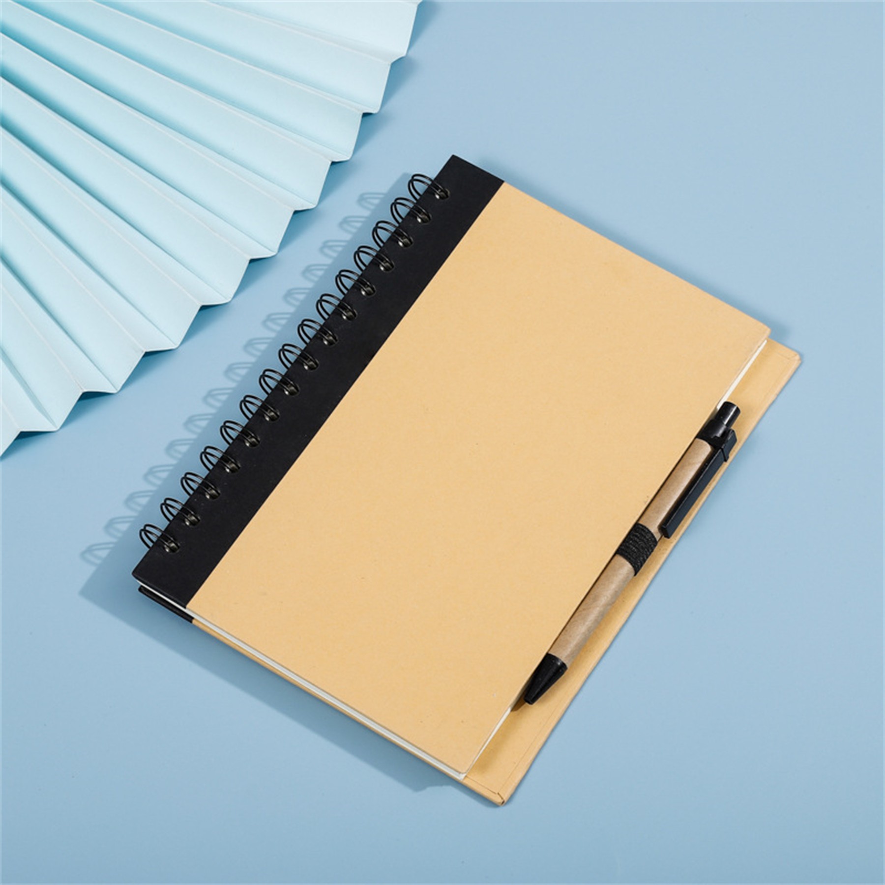 Kraft Paper Cover Spiral Notebook with Pen 3