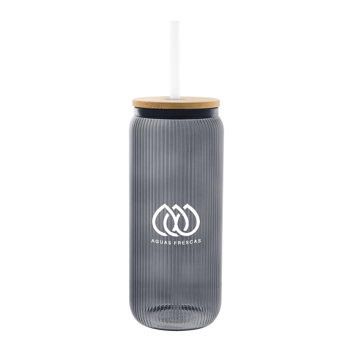 20 Oz. Ribbed Borosilicate Glass Can with Bamboo Lid 8