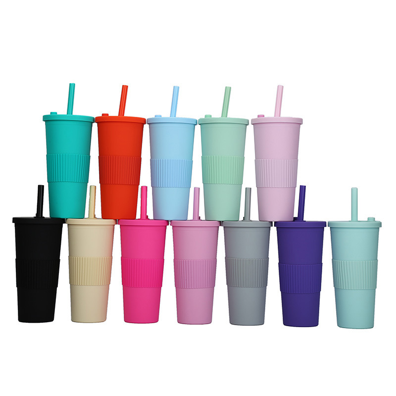 Customized double-layer large hole straw plastic cup 6