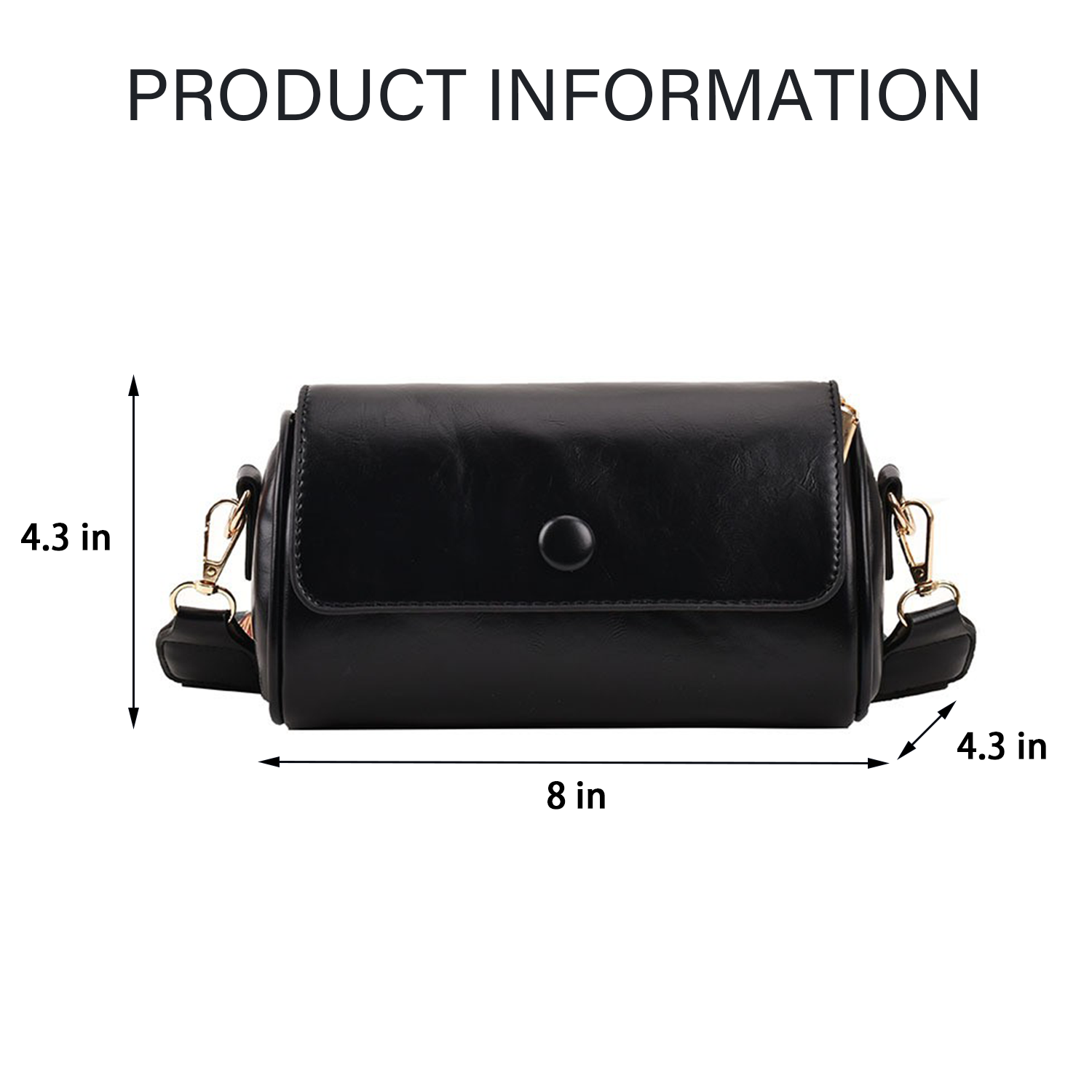 PU Leather Single Shoulder Crossbody Cylinder Bag 2