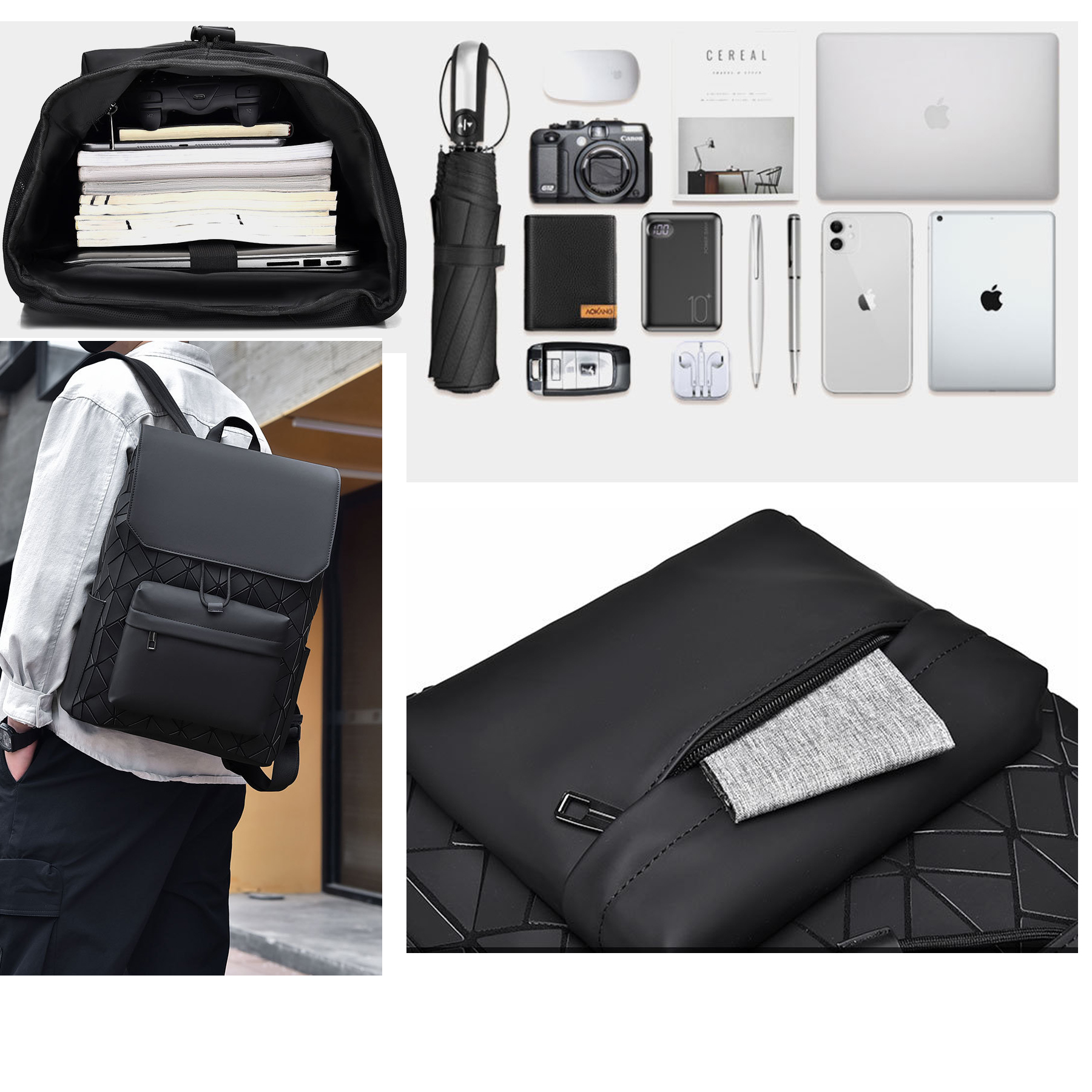 Men's PU Leather Laptop Backpack 16.5" 9