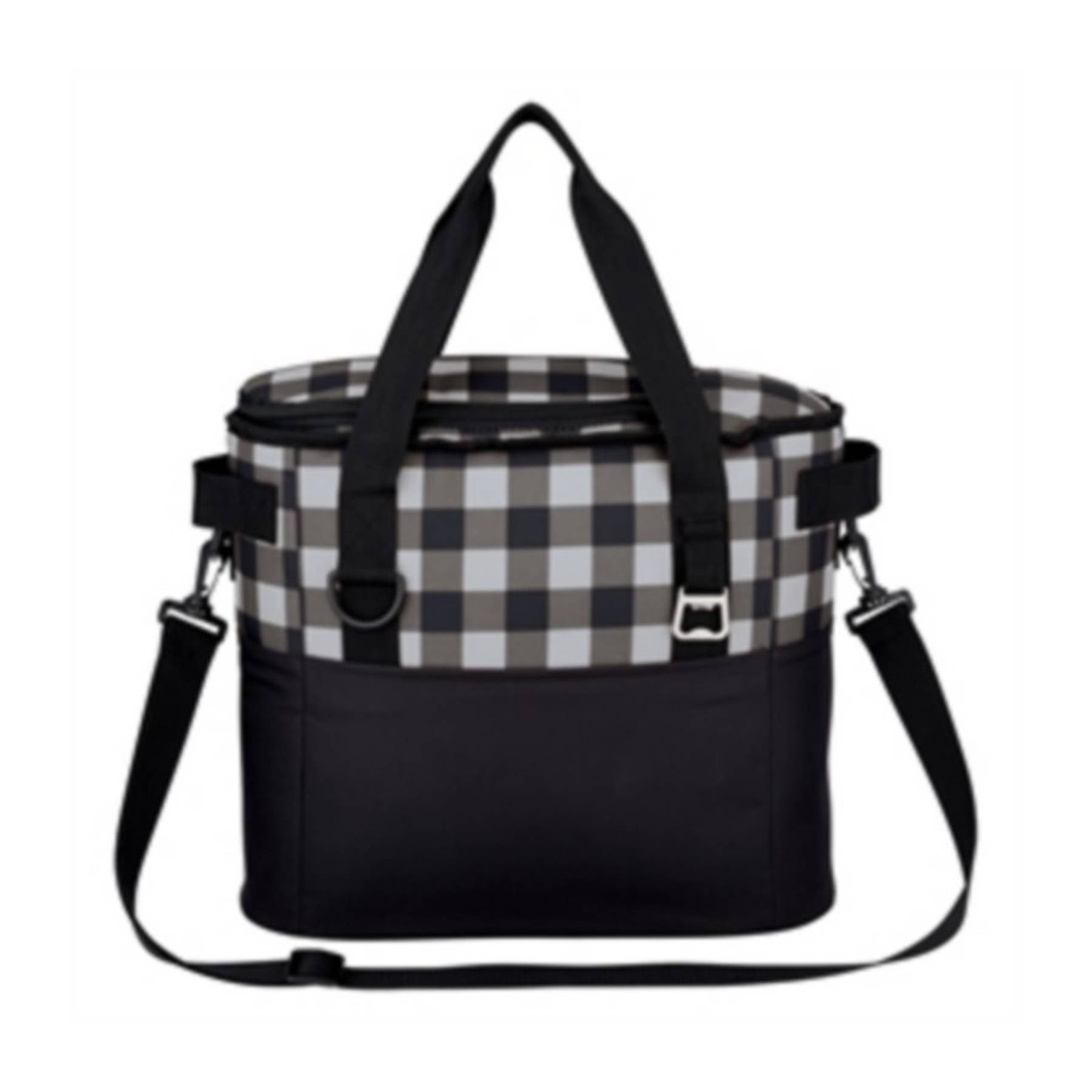 Plaid Pattern Cooler Insulated Bag W/ Bottle Opener 3