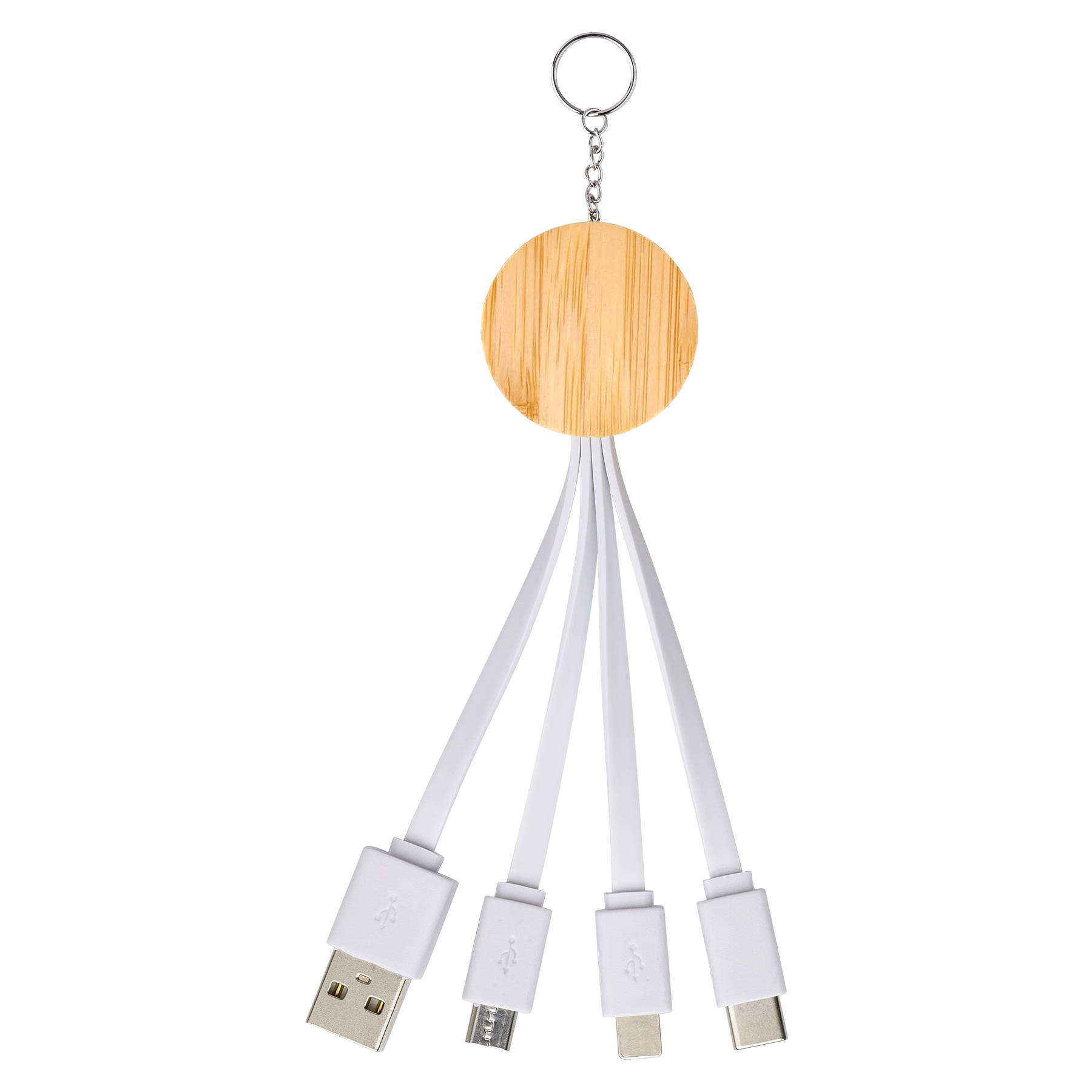 Bamboo Holder 4-in-1 Charging Cable With Keychain 8