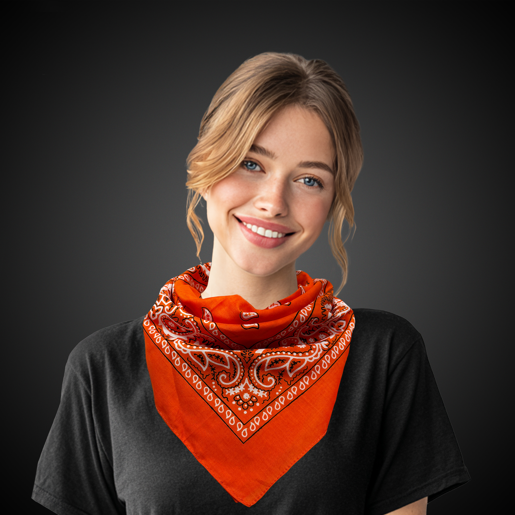 Orange Cotton Bandana 22" x 22" 5
