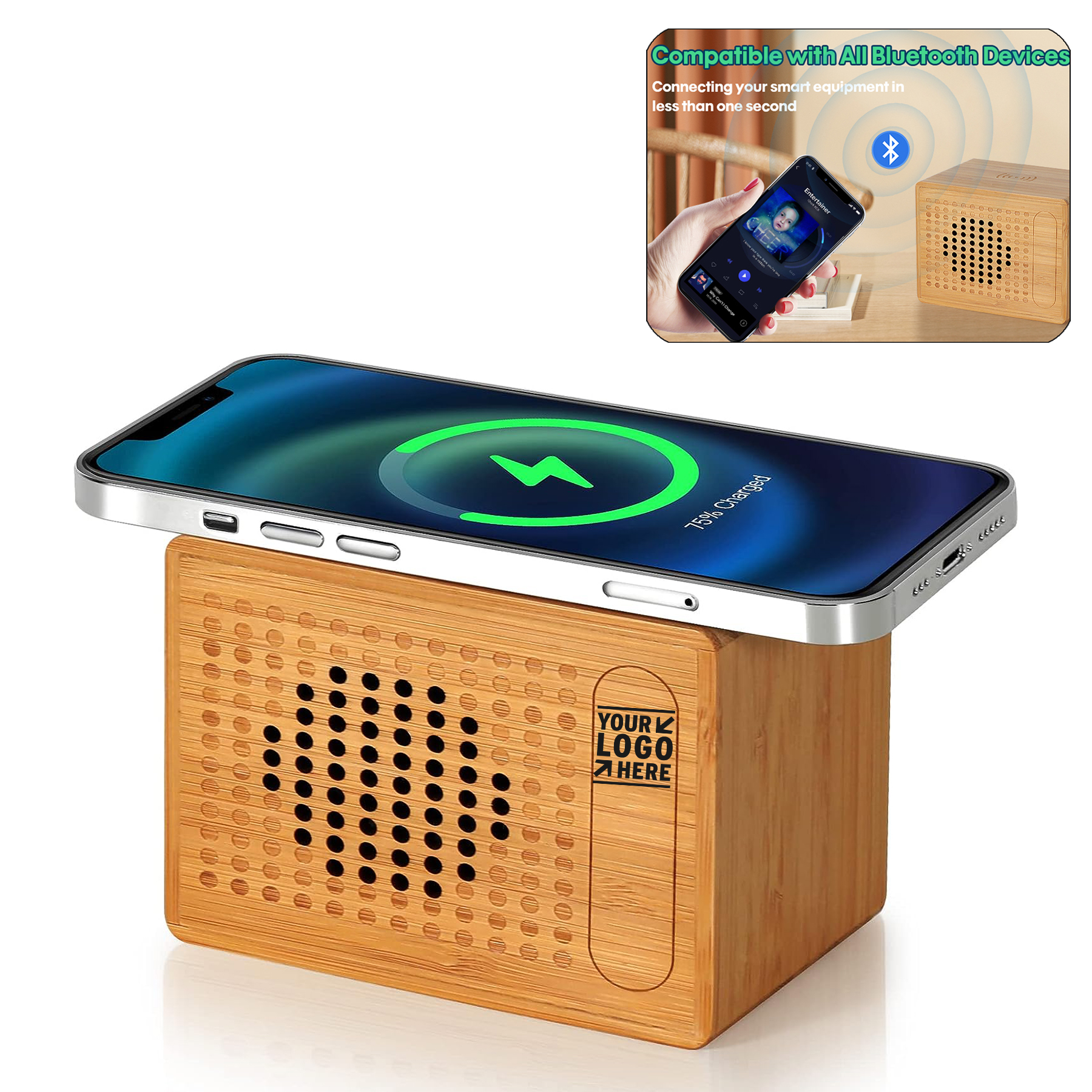 Handmade Small 10W Wireless Fast Charger HD Sound Bluetooth Portable Speaker 2