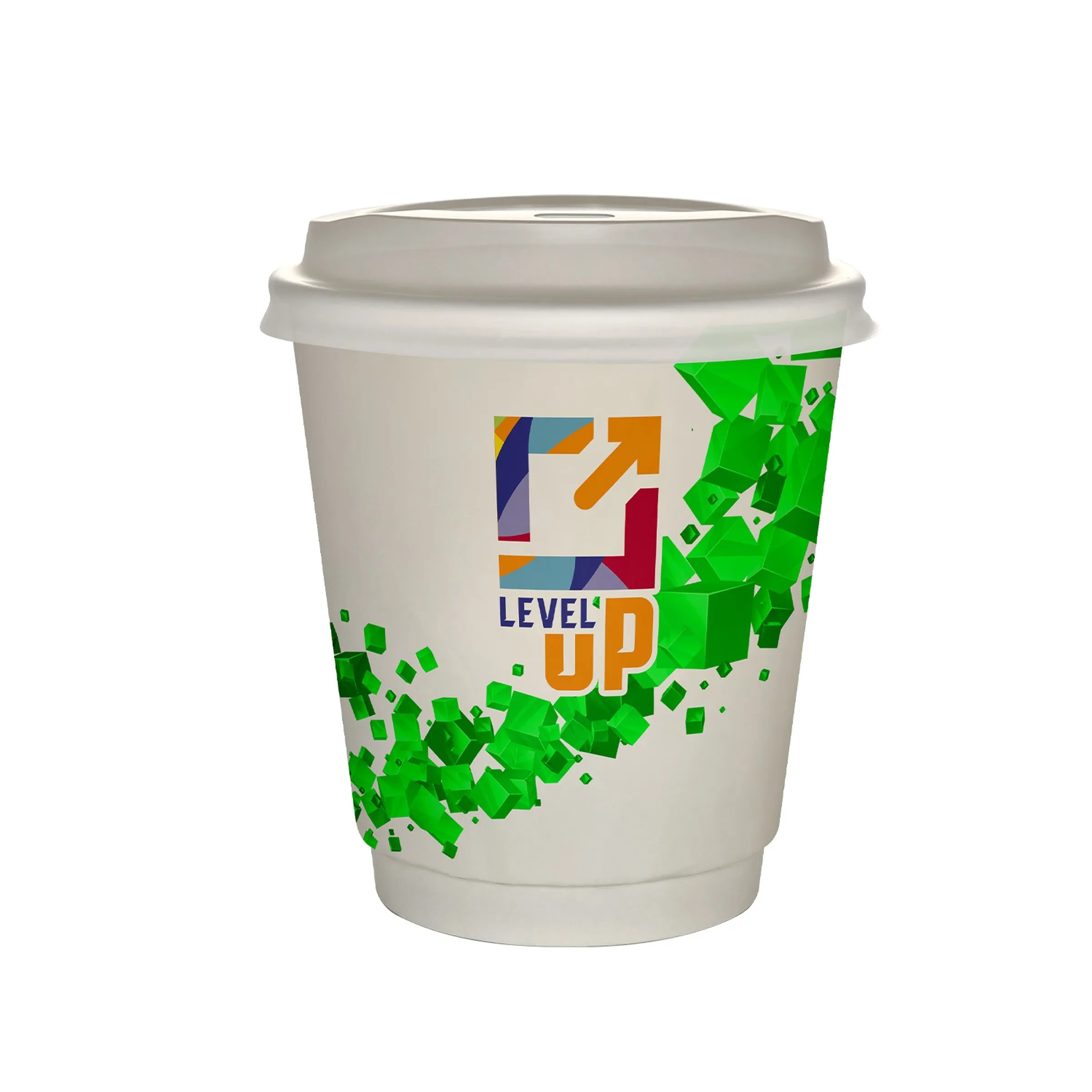 10 oz Full Color Floating Cubes Insulated Paper Cup With Lid 7
