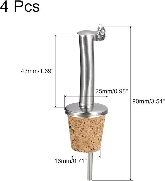 MOQ Stainless Steel Auto Flip Bottle Pourers With Wood Cap 4