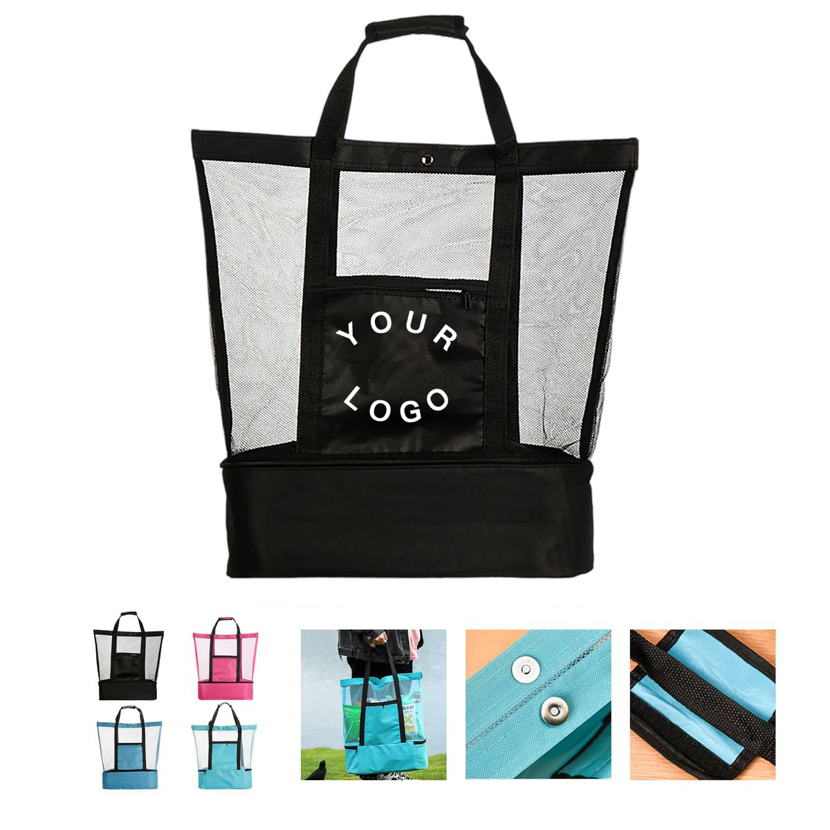 Oxford Cloth Insulated Beach Bag with PEVA Lining 2