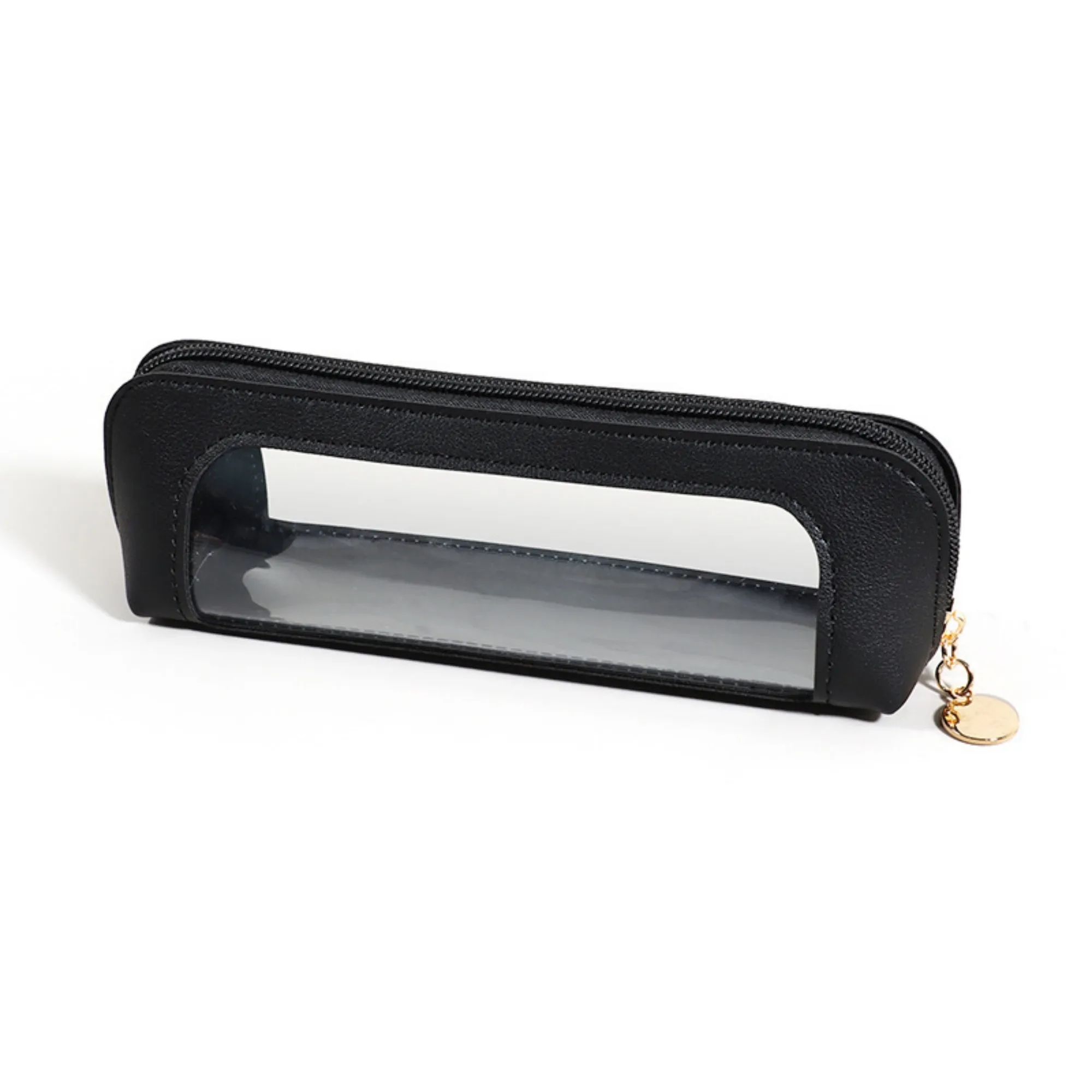 Pencil Case Cosmetic Pouch PU Leather Transparent Pen Bag 7