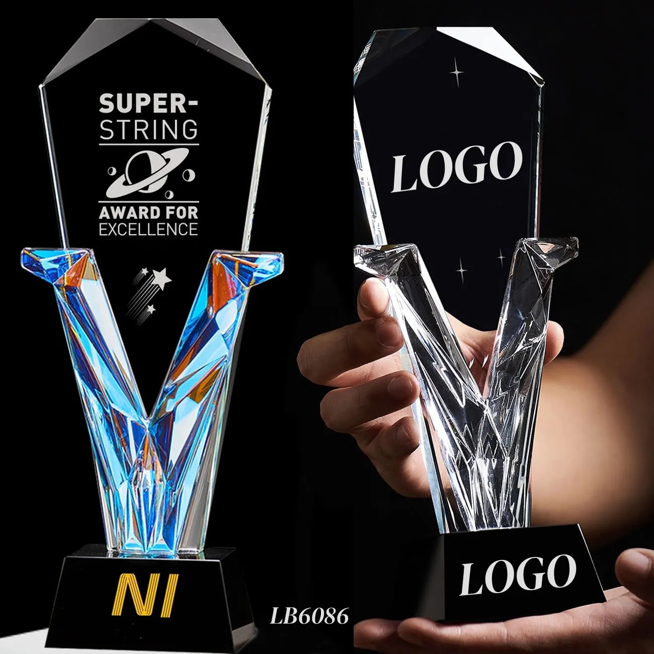 Sparkling Rainbow Crystal Throphy Award Engraved Gifts 3
