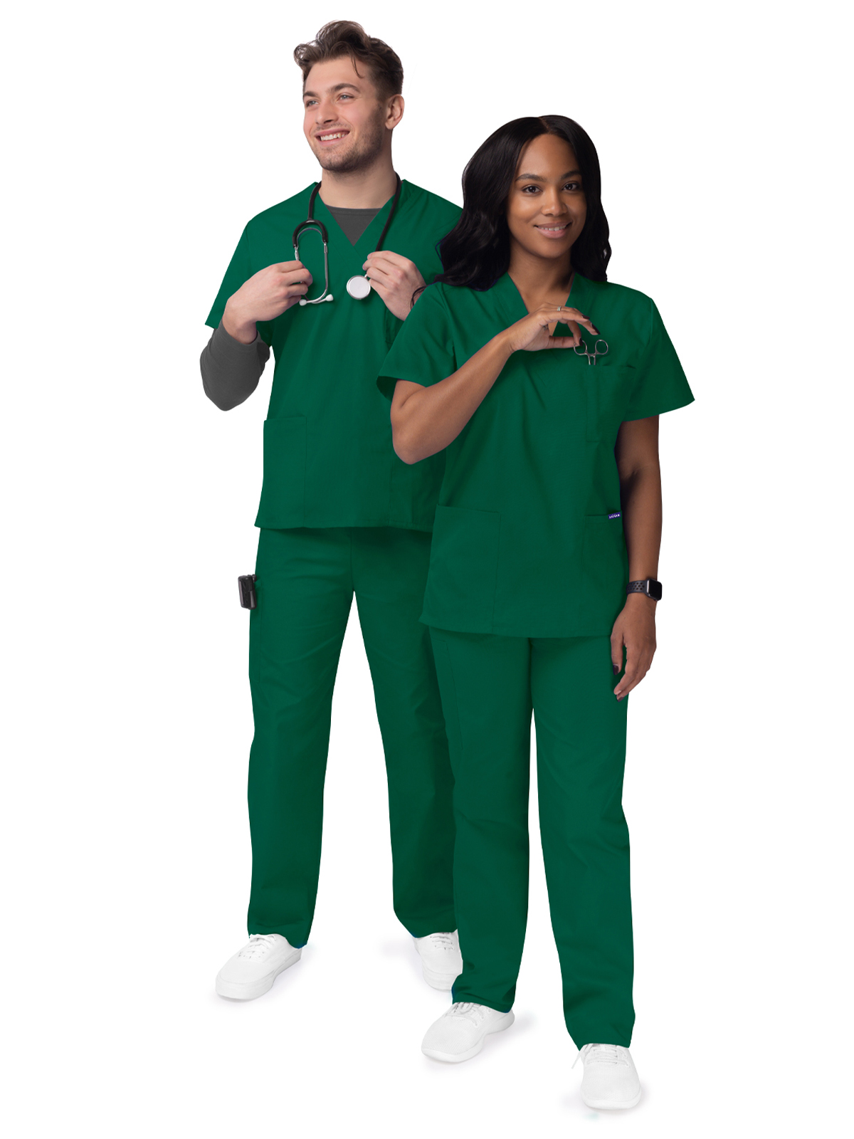 Adar - Sivvan - Unisex V-Neck Top Drawstring Pant Scrub Set 45