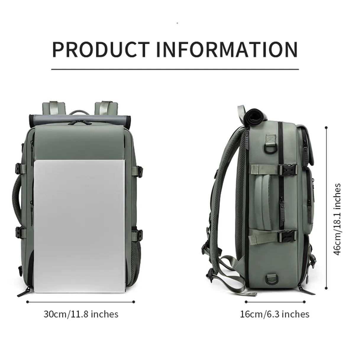 Carry-On Travel Backpack Duffel Bag With Shoe Compartment 5