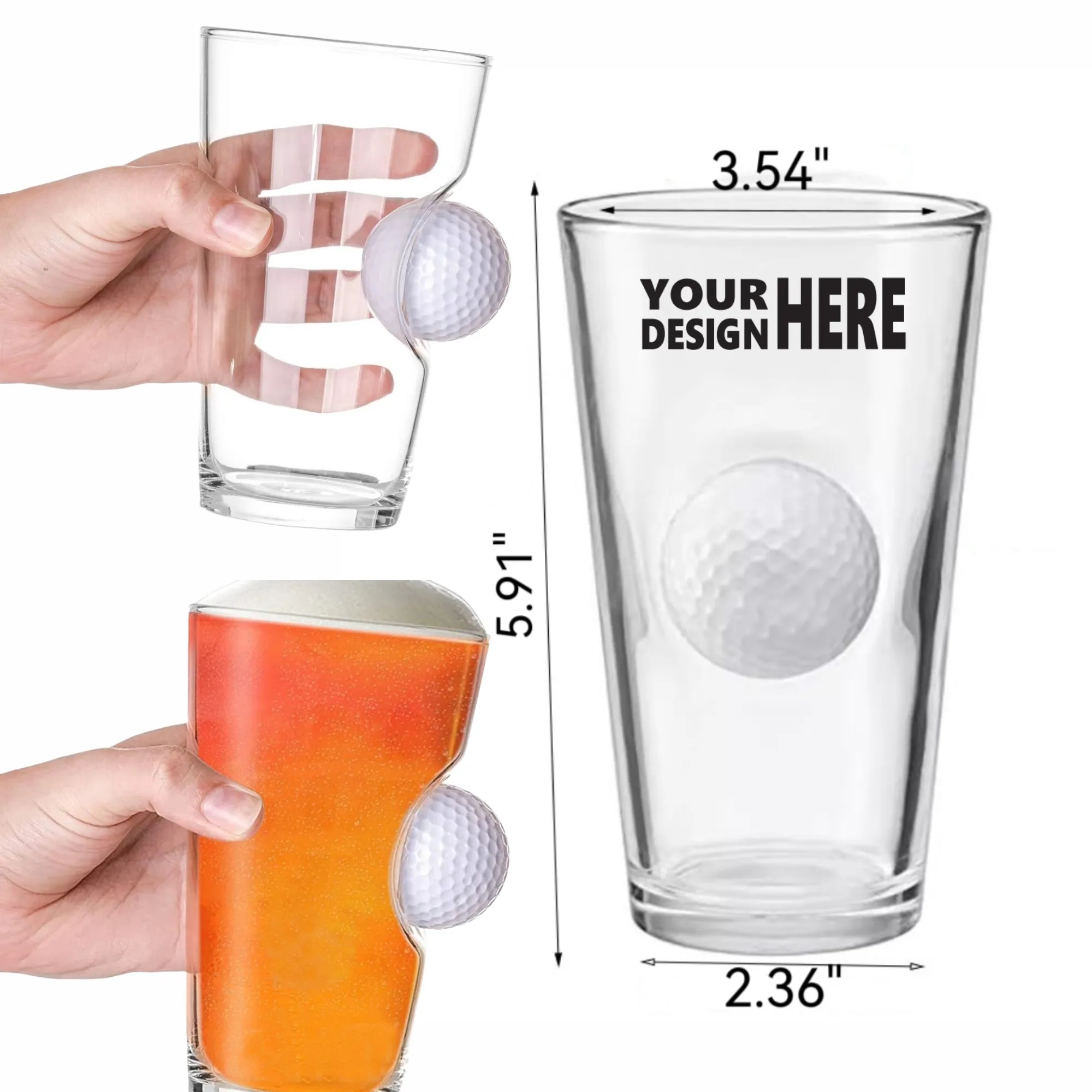 Golf Ball Inlaid Creative Beer Glass 3