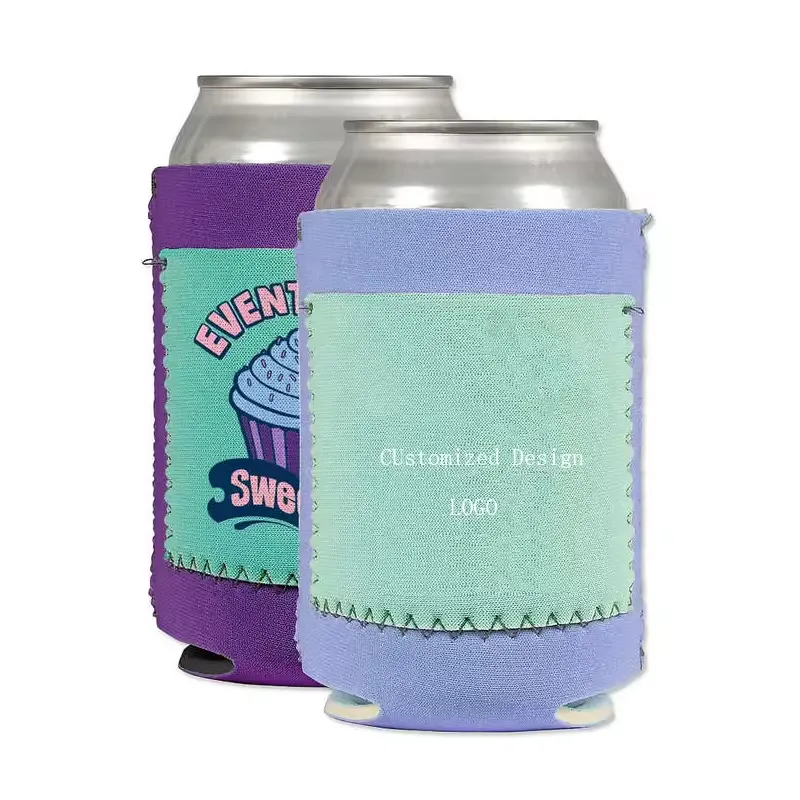 Neoprene Can Holders With Pocket, custom koozie with logo imprint 8