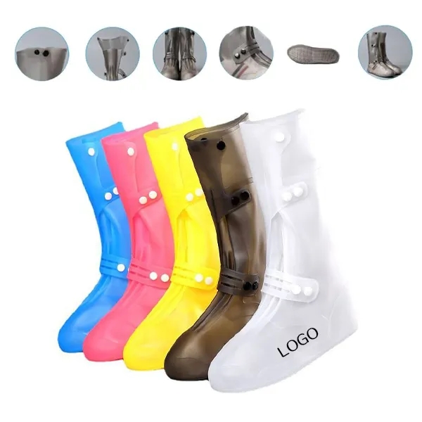 High-Cut Waterproof Shoe Covers with Triple Buckle Design 1