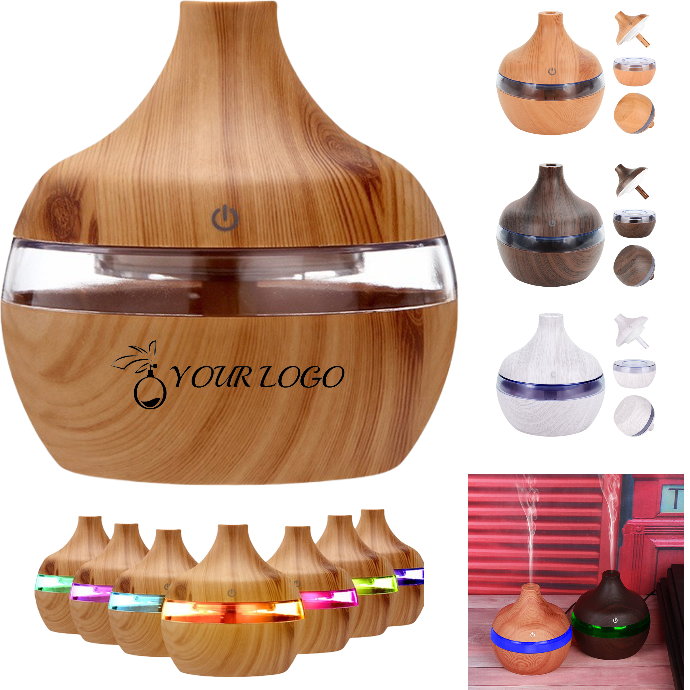 10oz USB Wood Grain Aromatherapy Diffuser 3