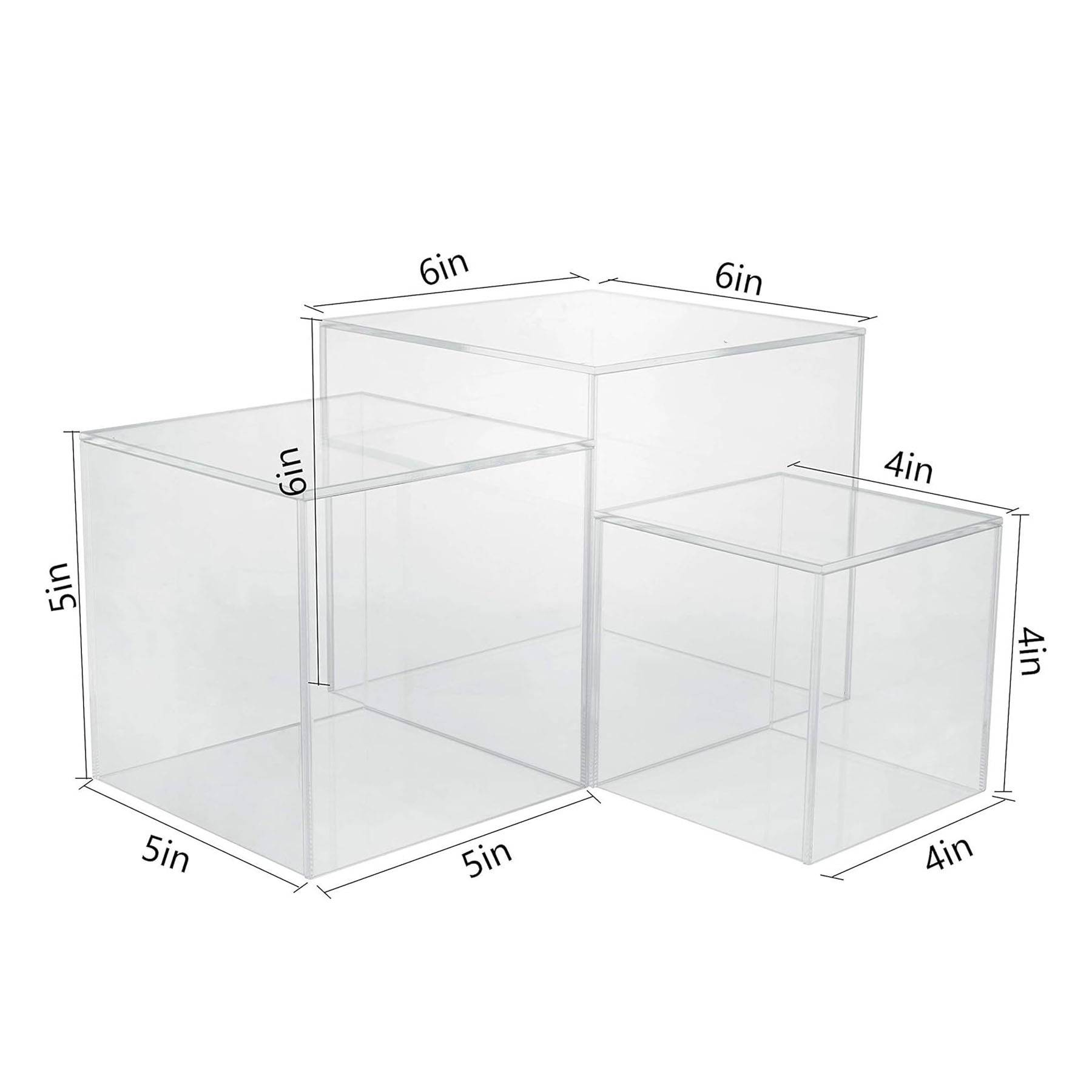 Set of 3 Crystal Clear Acrylic Cube Display 4