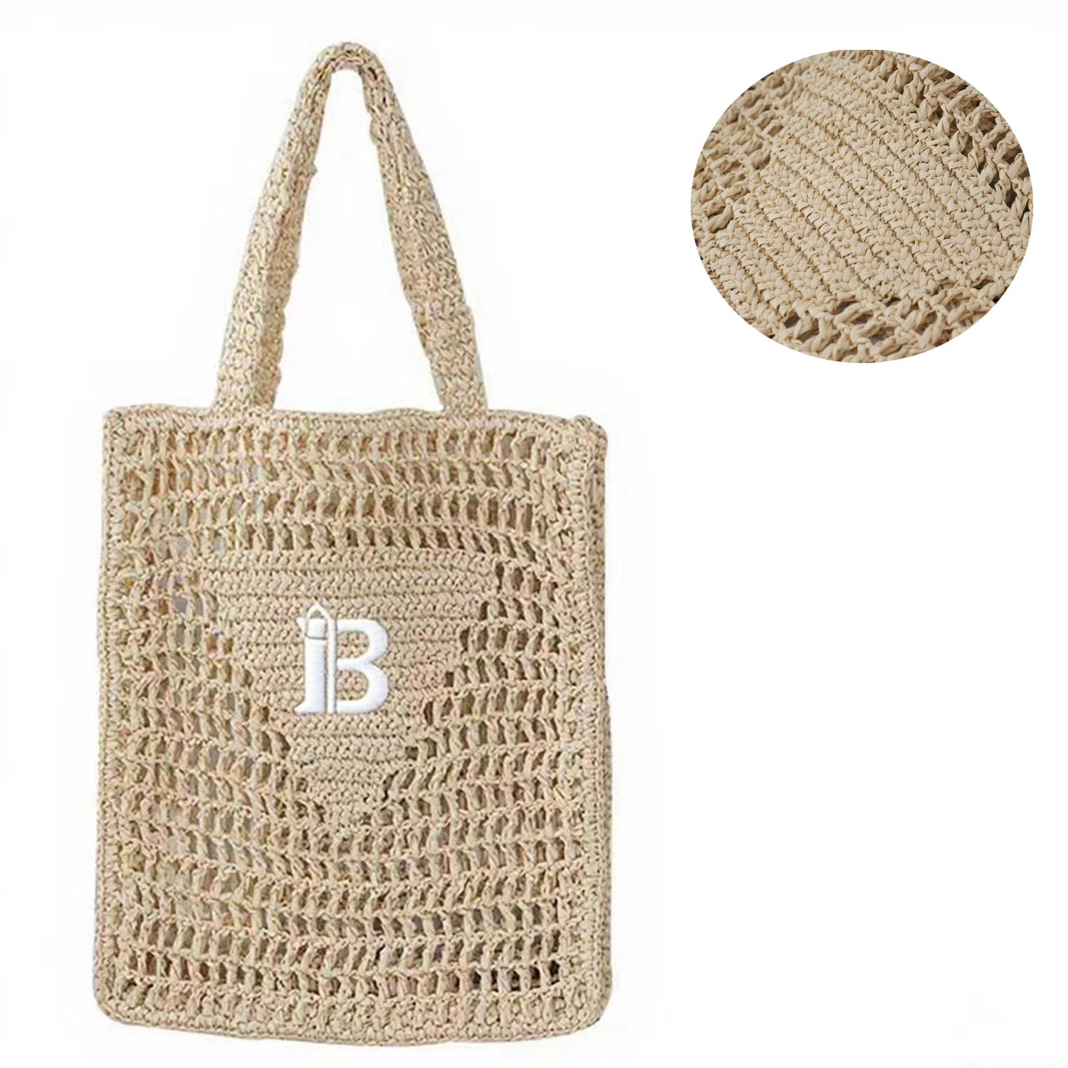 Paper Rope Woven Crochet Beach Tote Bag 1