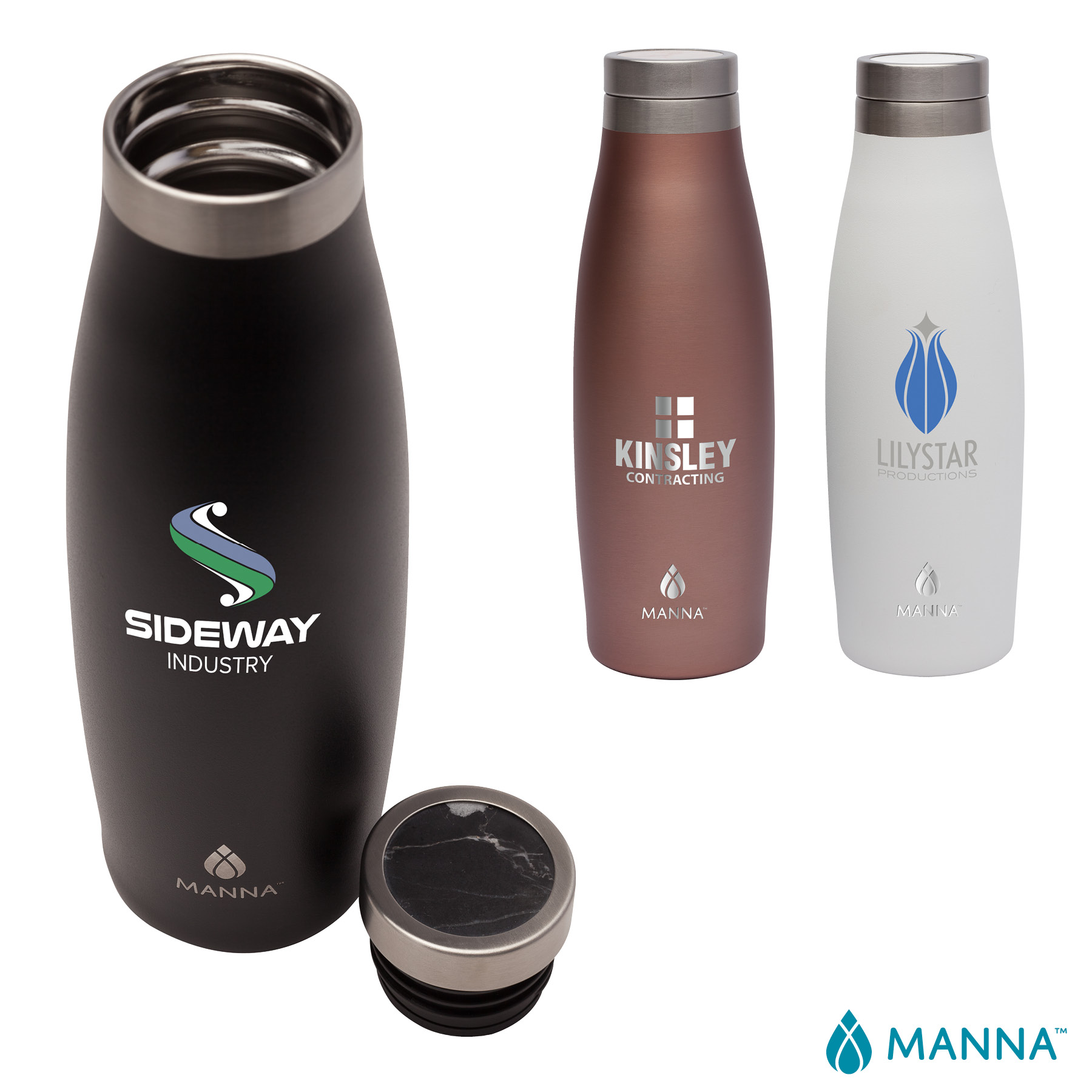 Manna™ 18 oz. Oasis Stainless Steel Water Bottle w/ Marble Lid 20