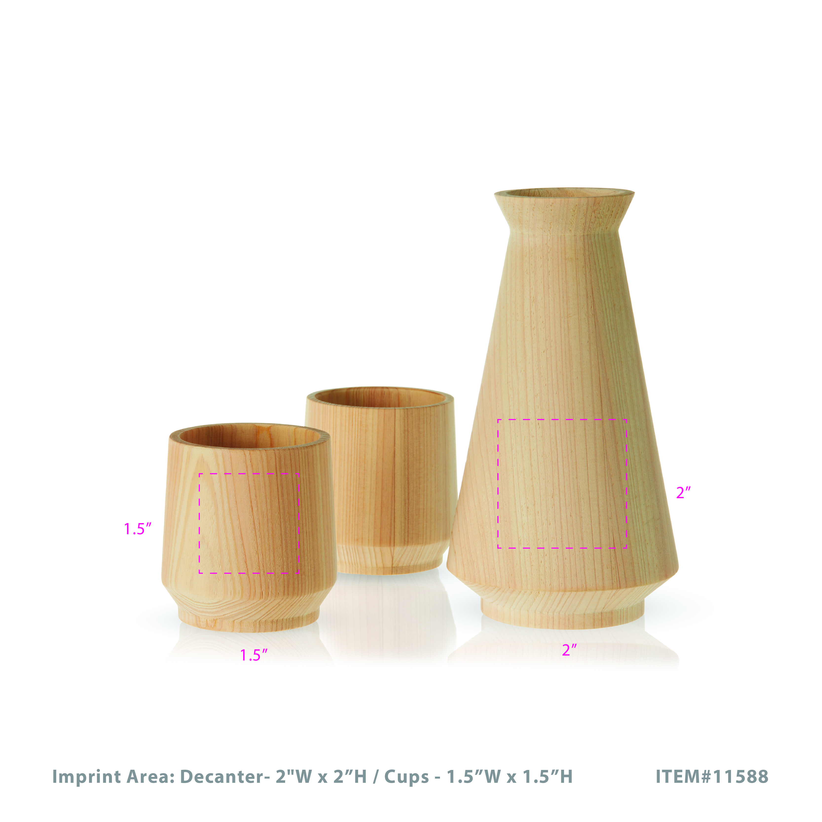 Viski® 3-Piece Hinoki Cypress Sake Set 2