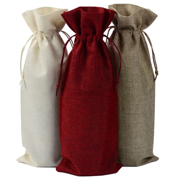 Burgundy Color Jute Drawstring Wine Bag 2