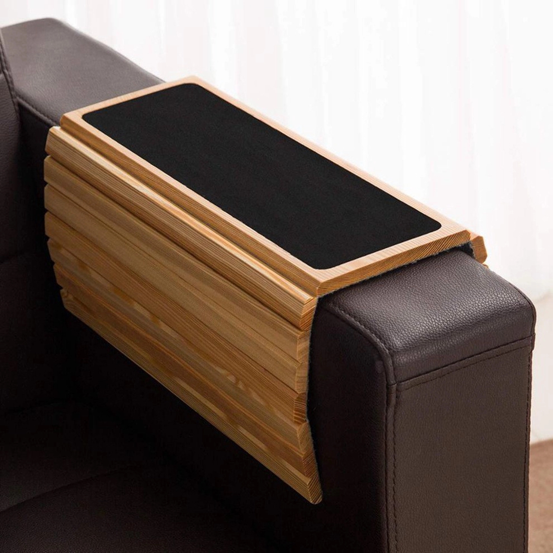 Foldable Bamboo Couch Arm Tray, promotional household item with logo imprint 9