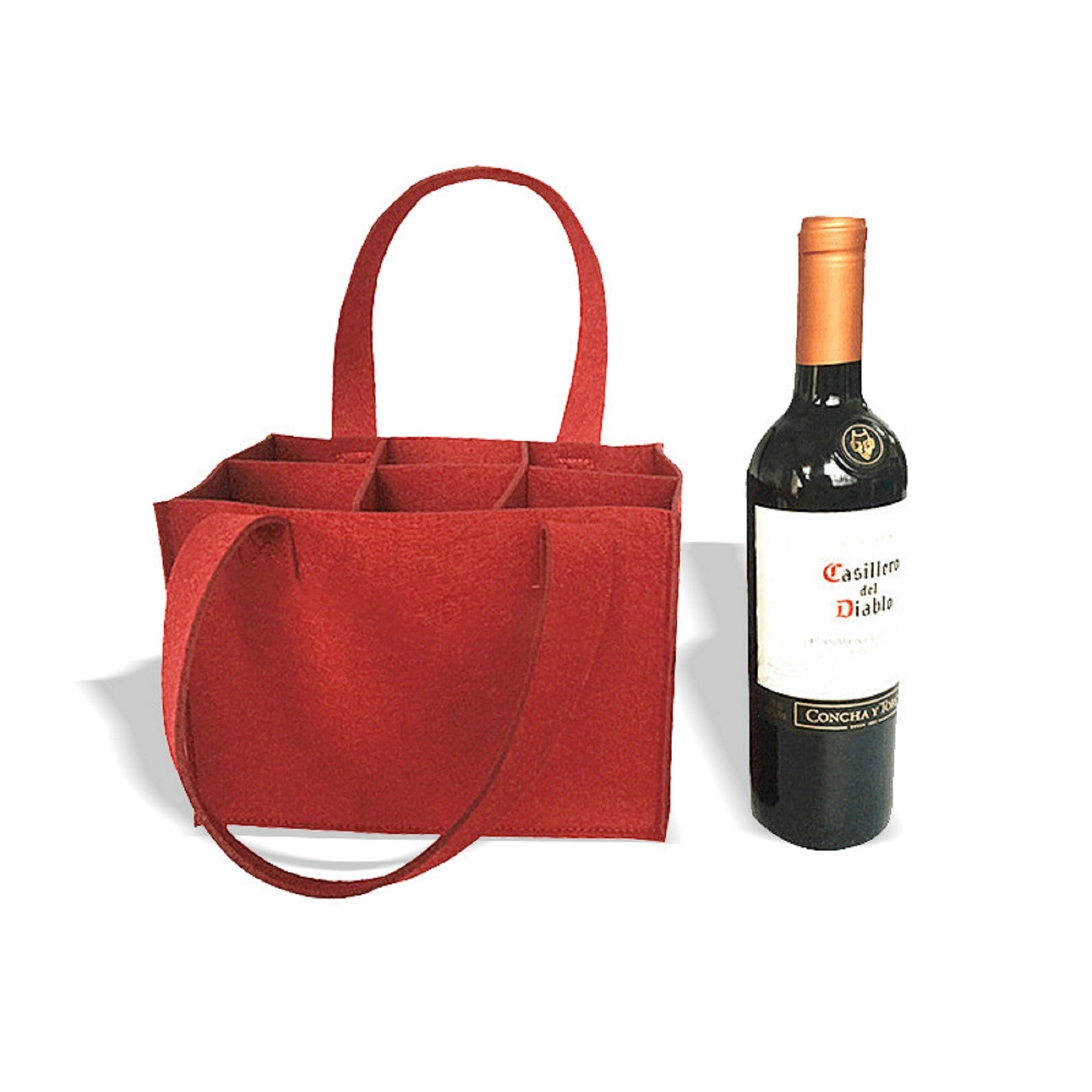 Multi-pockets Felt Wine Tote Bag Beer Pouch with Handle 8
