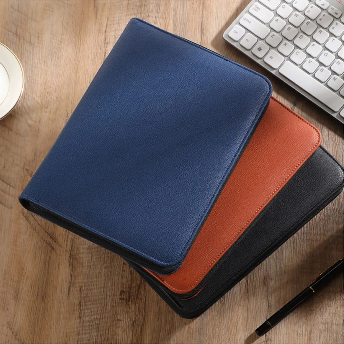 Zippered PU Leather A5 Business Notebook Organizer 2