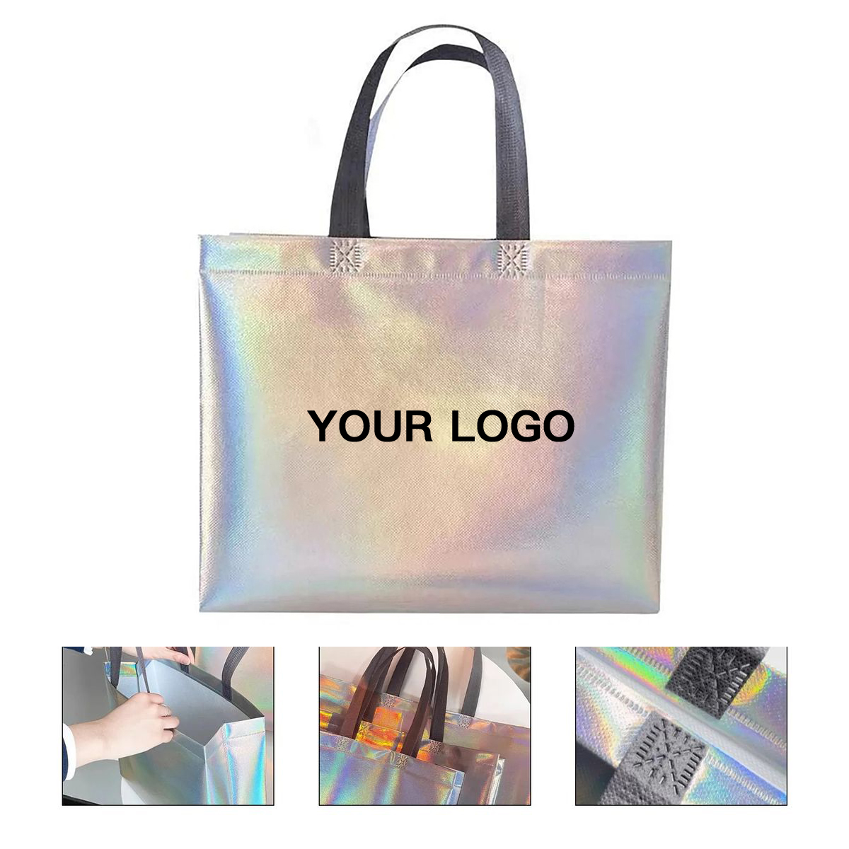 Durable Non Woven Glitter Tote for Events and Stores 2