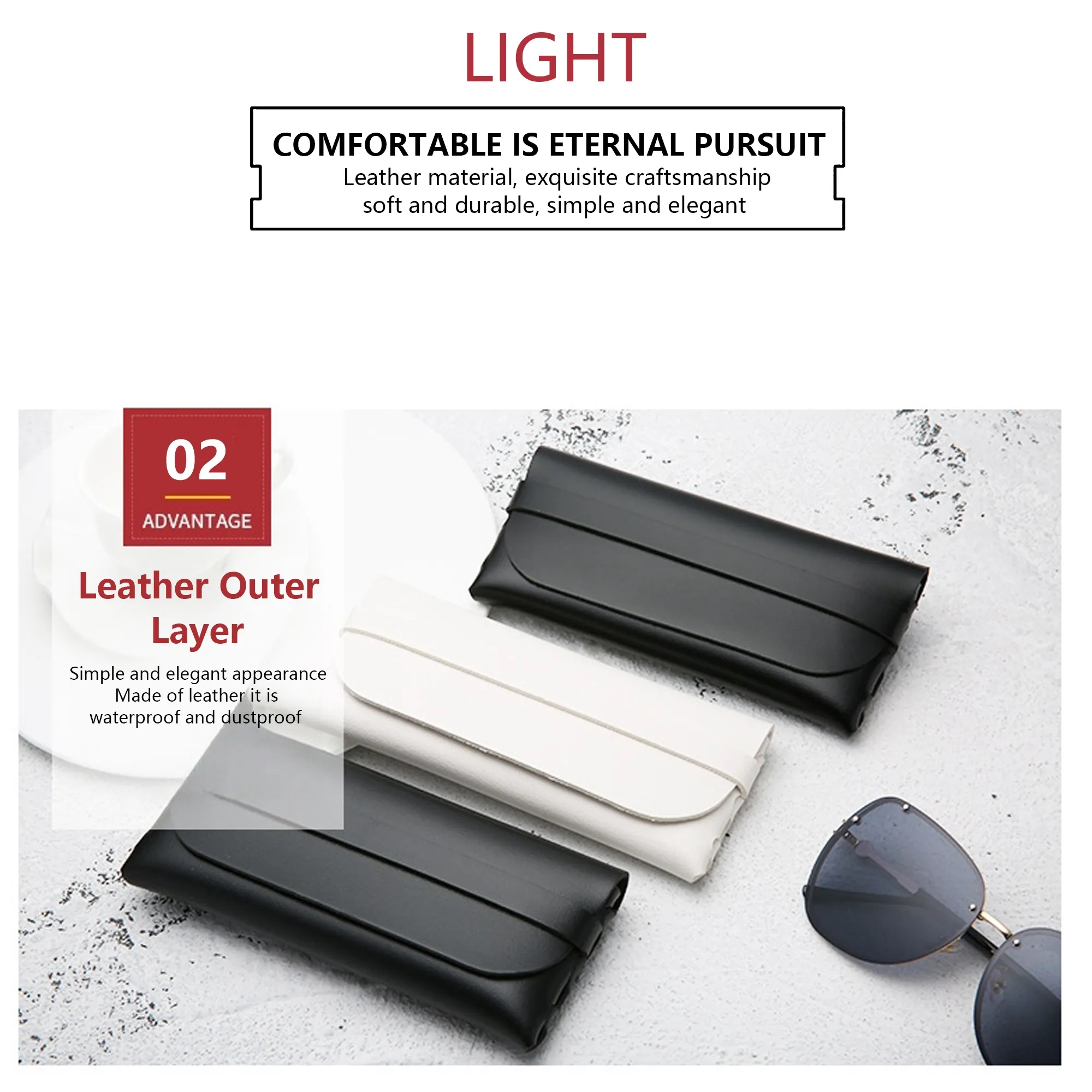 Leather Portable Eyeglass Case Free Shipping 6