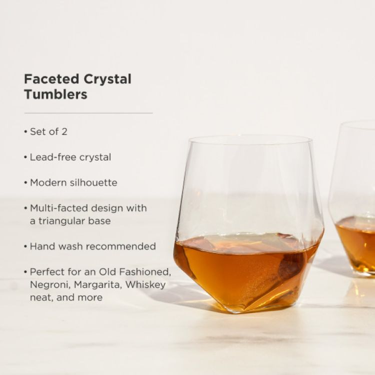 Viski® Faceted Crystal Tumbler, set of 2 9